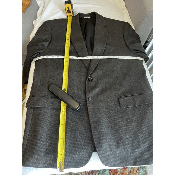 Joseph Feiss 100% Lambswool Blazer Sport Coat Jacket Dark brown Classic 46L - Picture 11 of 12